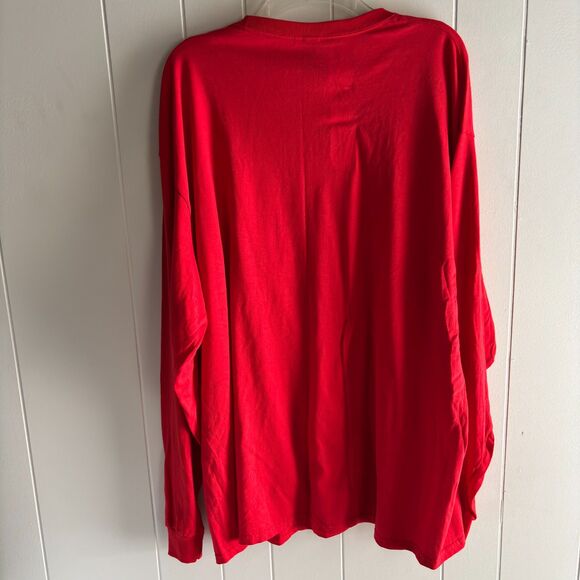 Gildan Men's Size 2XL Heavy Cotton Long Sleeve Crewneck Orange T-Shirt #B - Picture 2 of 4